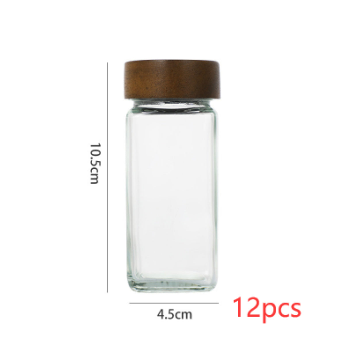 4oz Acacia Wooden Lid Square 120ml Barbecue Cumin Pepper Scattering Granules Seasoning Glass Spice Bottle Suit