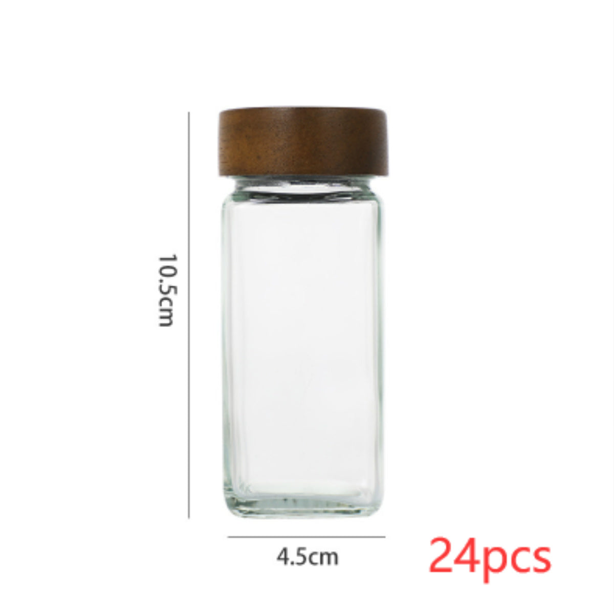 4oz Acacia Wooden Lid Square 120ml Barbecue Cumin Pepper Scattering Granules Seasoning Glass Spice Bottle Suit